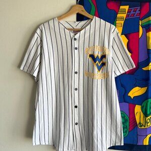 Vintage 90s West Virginia Mountaineers Pinstriped Baseball Jersey Size L